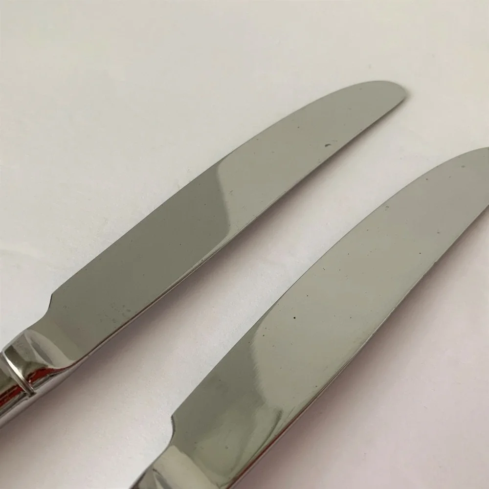 Mikasa SATIN Frost Center Stainless Steel Lot of 2 French Hollow Dinner Knives
